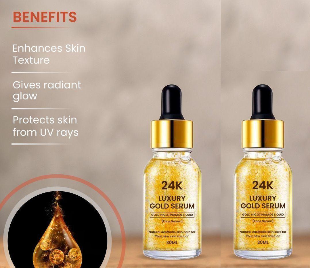 24K Gold Face Serum for Glowing Skin – 30ml (Pack of 2)